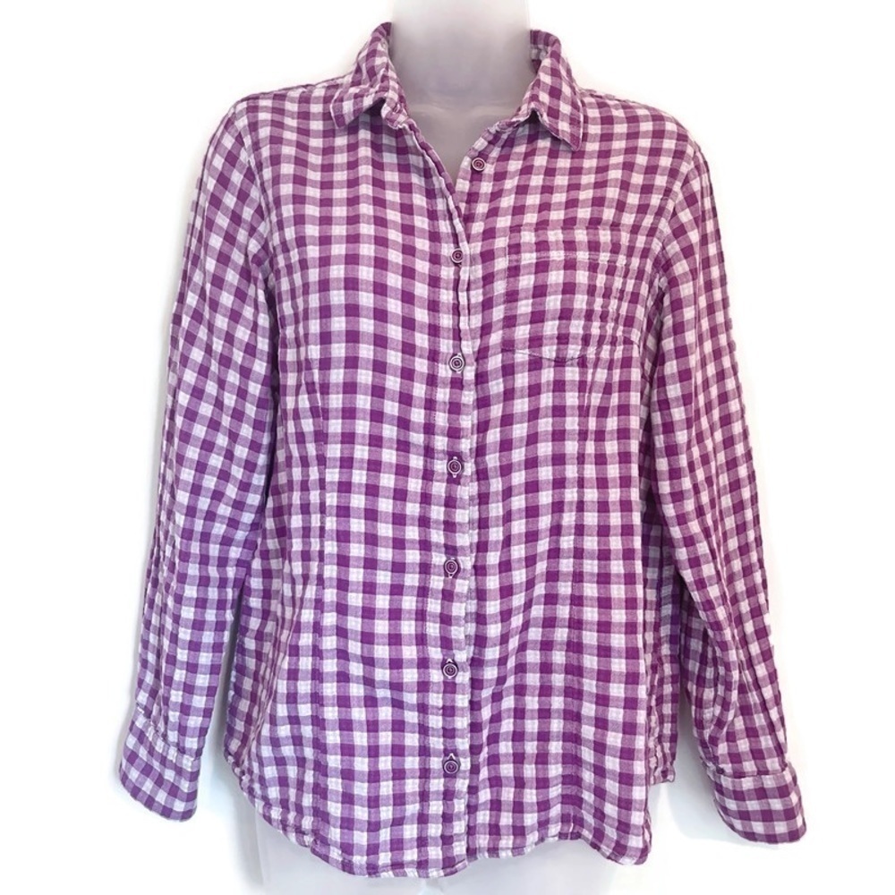 Vintage L.L. Bean‎ Purple Gingham Long Sleeve Button Down Shirt - Women's Size S